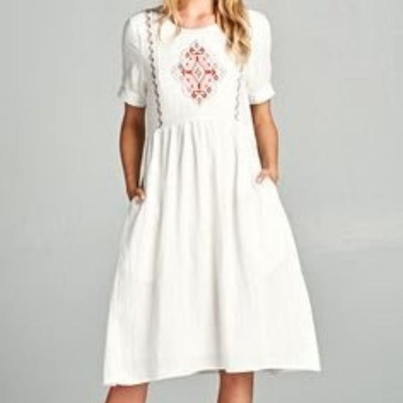 Orange creek white embroidered dress Clearance